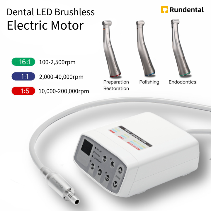 Rundental LED brushless electric motor with contra angles