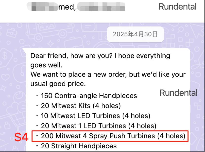 Customer's bulk order for S4