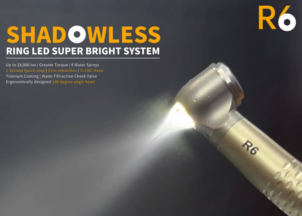 Rundental Ring LED handpiece with zero-retraction and 1 second quick stop function