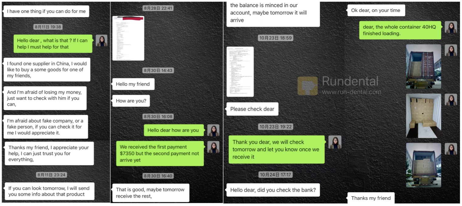 Customer chat screenshot with Rundental